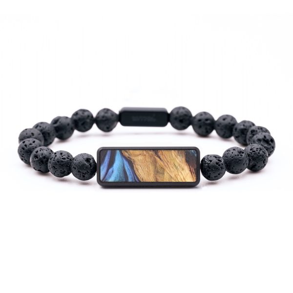 Lava Bead Wood+Resin Bracelet - Susie (Blue, 687396) Online now