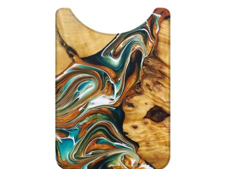 Live Edge Wood+Resin Wallet - Nelson (Teal & Gold, 684153) Hot on Sale