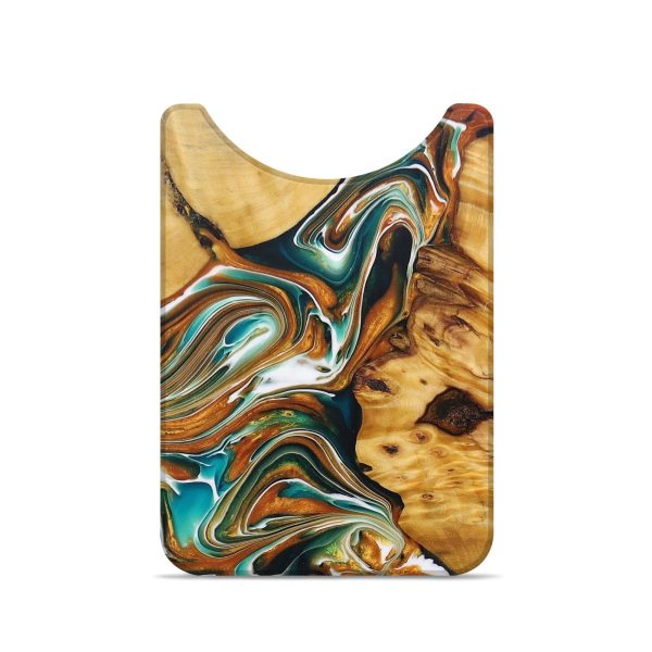 Live Edge Wood+Resin Wallet - Nelson (Teal & Gold, 684153) Hot on Sale