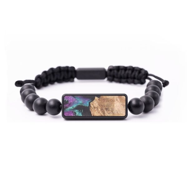 Onyx Bead Wood+Resin Bracelet - Meredith (Purple, 684809) Online