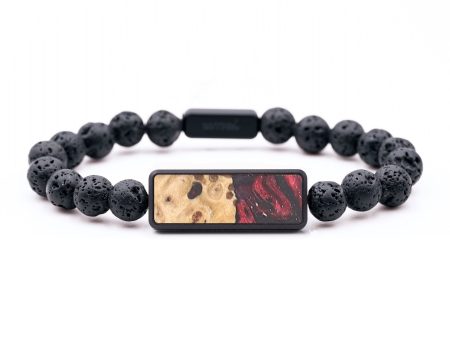 Lava Bead Wood+Resin Bracelet - Stella (Red, 686255) Cheap