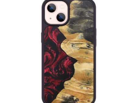 iPhone 14 Wood+Resin Phone Case - Aubree (Red, 684131) Online Sale