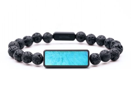 Lava Bead Wood+Resin Bracelet - Frances (Blue, 687490) on Sale