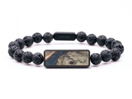 Lava Bead Wood+Resin Bracelet - Joan (Teal & Gold, 684776) For Discount