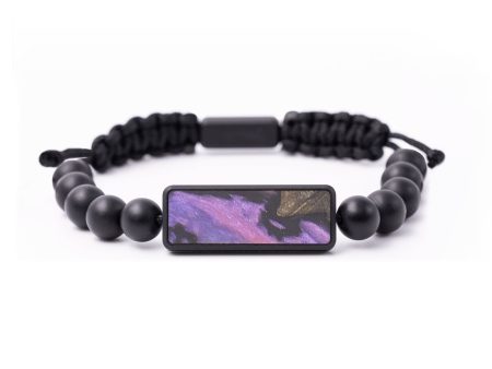 Onyx Bead Wood+Resin Bracelet - Martha (Purple, 684813) Hot on Sale