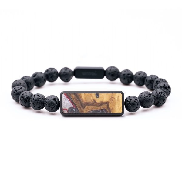 Lava Bead Wood+Resin Bracelet - Donnie (Red, 683522) Supply