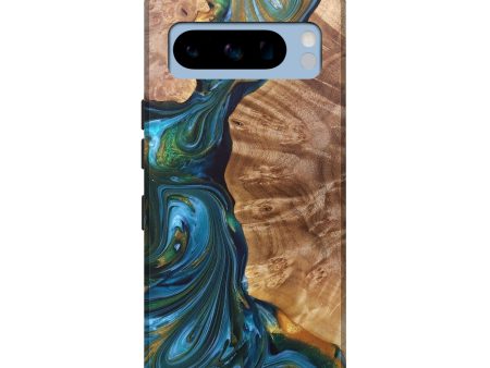 Pixel 8 Pro Wood+Resin Live Edge Phone Case - Archer (Teal & Gold, 685758) Discount