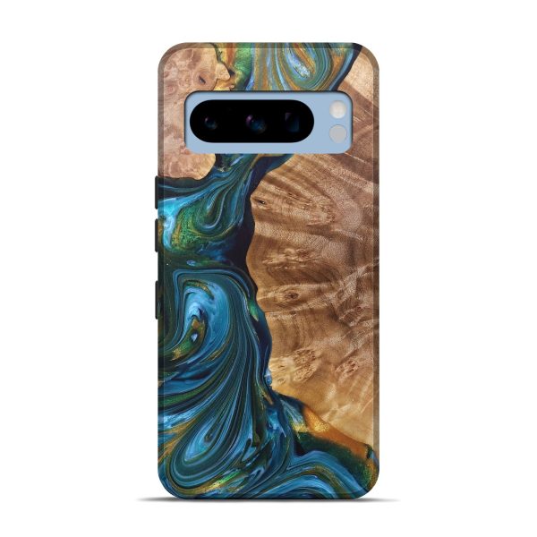 Pixel 8 Pro Wood+Resin Live Edge Phone Case - Archer (Teal & Gold, 685758) Discount