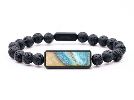 Lava Bead Wood+Resin Bracelet - Salvatore (Teal & Gold, 684725) Online Hot Sale