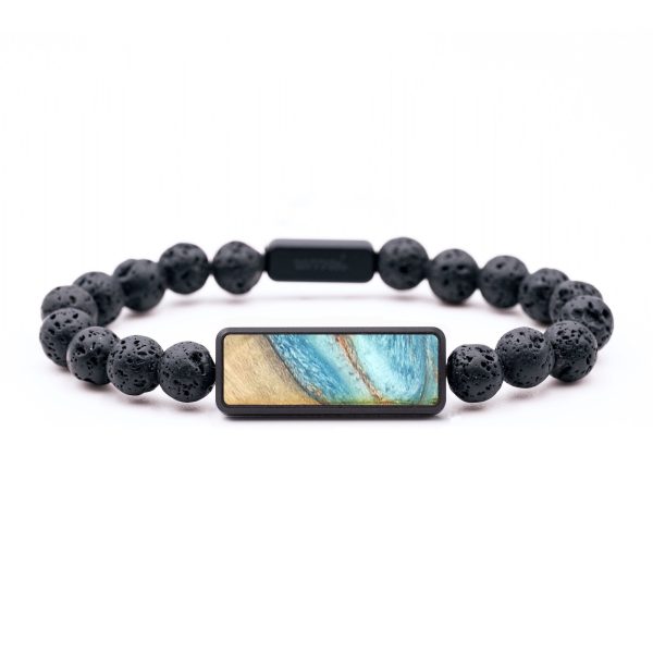 Lava Bead Wood+Resin Bracelet - Salvatore (Teal & Gold, 684725) Online Hot Sale