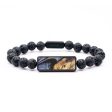 Lava Bead Wood+Resin Bracelet - Colin (Blue, 688252) Supply