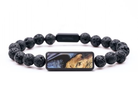 Lava Bead Wood+Resin Bracelet - Colin (Blue, 688252) Supply