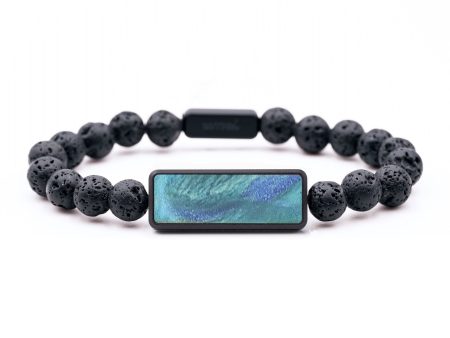 Lava Bead Wood+Resin Bracelet - Kaelyn (Green, 687528) For Cheap