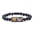 Lava Bead Wood+Resin Bracelet - Noel (Black & White, 687368) Online now