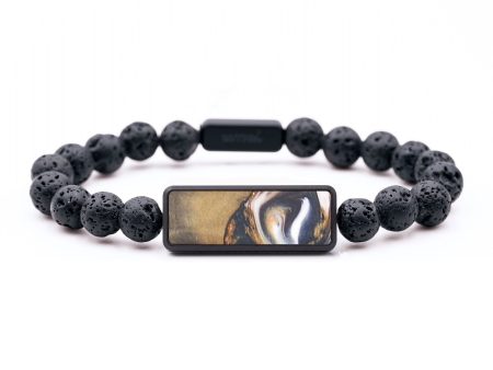 Lava Bead Wood+Resin Bracelet - Noel (Black & White, 687368) Online now