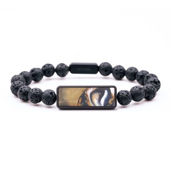 Lava Bead Wood+Resin Bracelet - Noel (Black & White, 687368) Online now