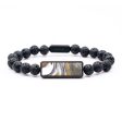 Lava Bead Wood+Resin Bracelet - Greyson (Black & White, 686229) For Cheap