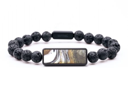 Lava Bead Wood+Resin Bracelet - Greyson (Black & White, 686229) For Cheap