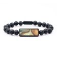 Lava Bead Wood+Resin Bracelet - Harper (Teal & Gold, 684732) Online now