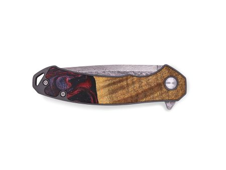 EDC Wood+Resin Pocket Knife - Vivian (Red, 687788) For Sale