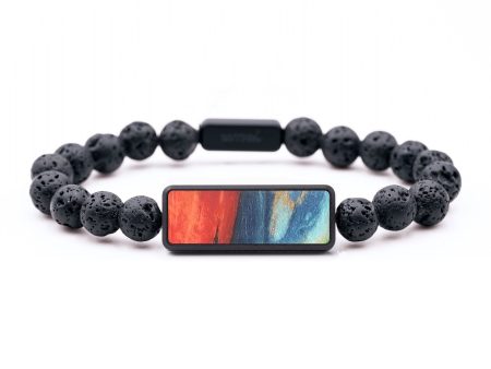 Lava Bead Wood+Resin Bracelet - Traci (Teal & Gold, 683511) on Sale