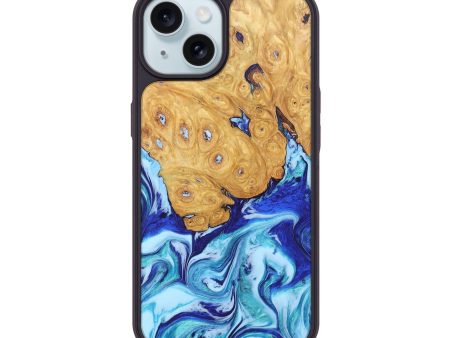 iPhone 15 Wood+Resin Phone Case - Easton (Blue, 686976) on Sale