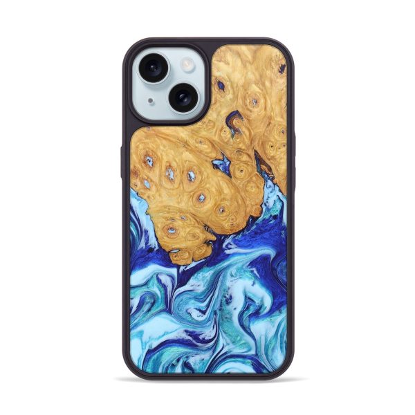 iPhone 15 Wood+Resin Phone Case - Easton (Blue, 686976) on Sale