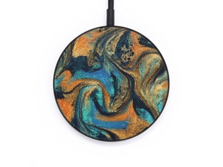 Circle ResinArt Wireless Charger - Evangeline (Teal & Gold, 687944) Online now