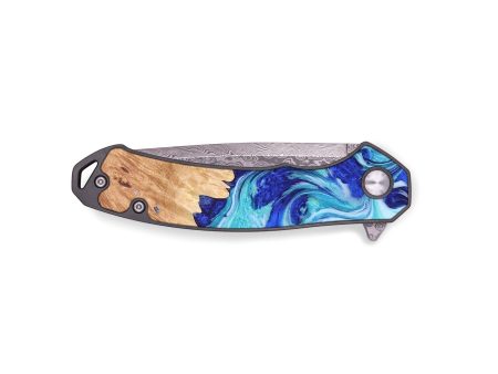 EDC Wood+Resin Pocket Knife - Alaina (Blue, 688163) on Sale