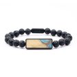 Lava Bead Wood+Resin Bracelet - Hailee (Teal & Gold, 684729) Online