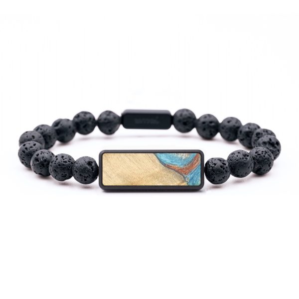 Lava Bead Wood+Resin Bracelet - Hailee (Teal & Gold, 684729) Online