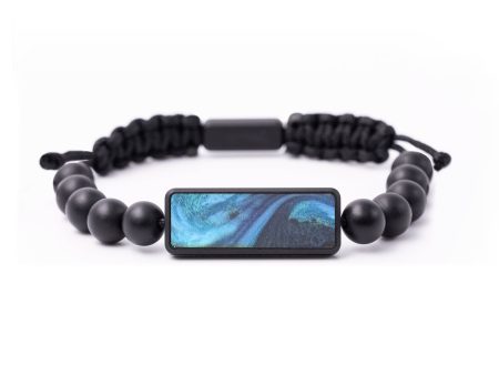 Onyx Bead Wood+Resin Bracelet - Derrick (Blue, 687517) Fashion