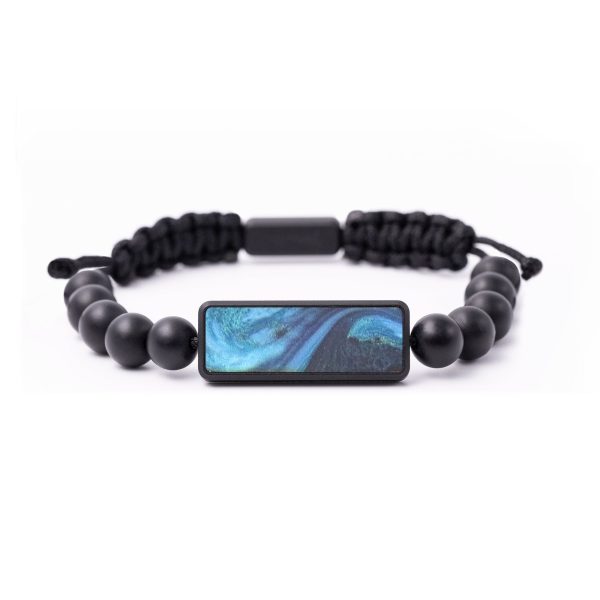 Onyx Bead Wood+Resin Bracelet - Derrick (Blue, 687517) Fashion