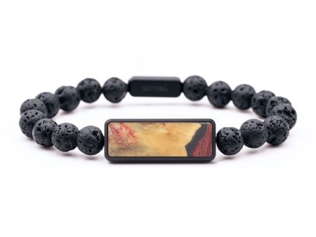 Lava Bead Wood+Resin Bracelet - Bernadette (Red, 686261) For Sale