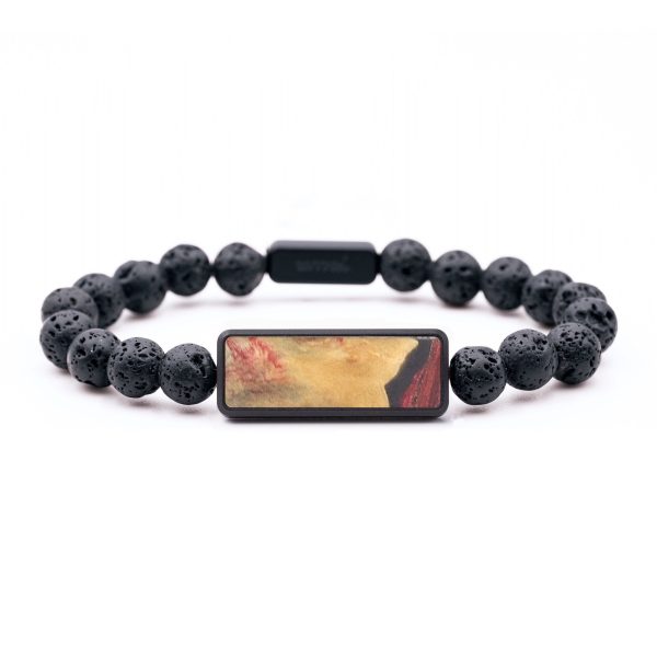 Lava Bead Wood+Resin Bracelet - Bernadette (Red, 686261) For Sale