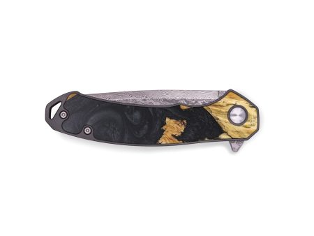 EDC Wood+Resin Pocket Knife - Ainsley (Pure Black, 685663) on Sale