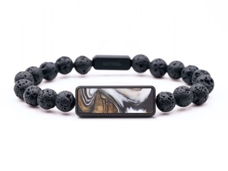 Lava Bead Wood+Resin Bracelet - Cathleen (Black & White, 686237) Supply