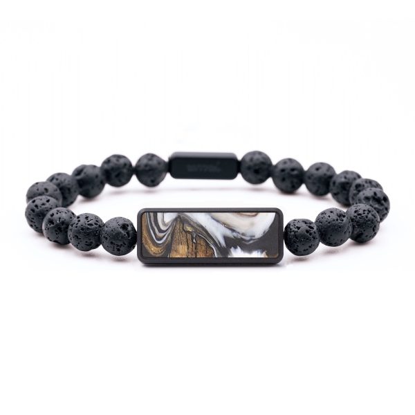 Lava Bead Wood+Resin Bracelet - Cathleen (Black & White, 686237) Supply