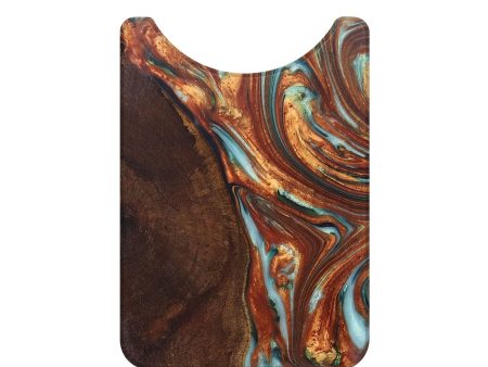 Live Edge Wood+Resin Wallet - Jazmin (Teal & Gold, 685781) Hot on Sale