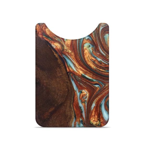 Live Edge Wood+Resin Wallet - Jazmin (Teal & Gold, 685781) Hot on Sale