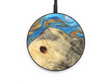 Circle Wood+Resin Wireless Charger - Ari (Teal & Gold, 687882) Hot on Sale