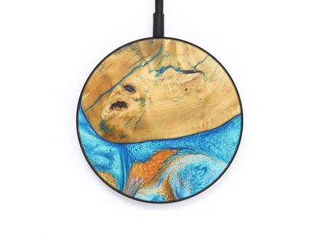 Circle Wood+Resin Wireless Charger - Oscar (Teal & Gold, 687329) Sale