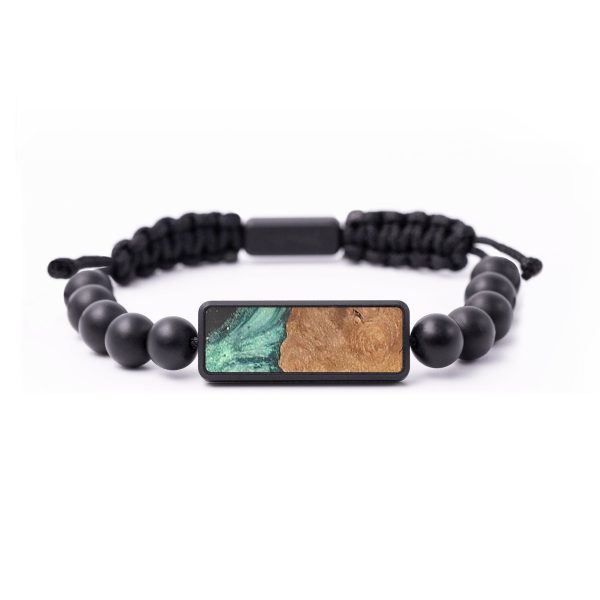 Onyx Bead Wood+Resin Bracelet - Wesley (Green, 683318) on Sale