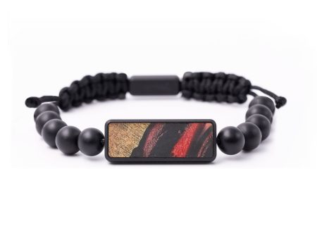 Onyx Bead Wood+Resin Bracelet - Bruce (Red, 683817) Supply