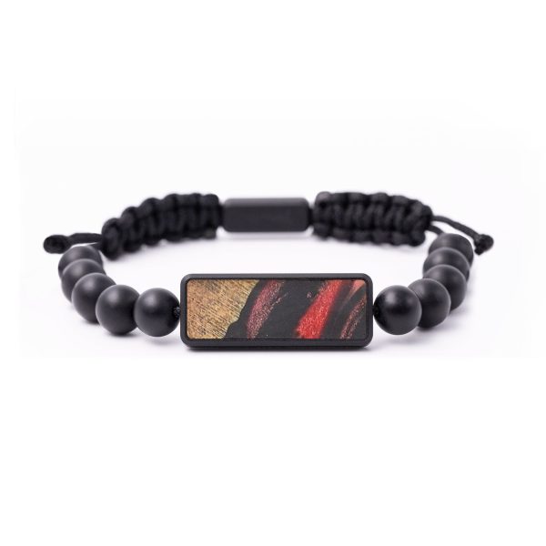 Onyx Bead Wood+Resin Bracelet - Bruce (Red, 683817) Supply