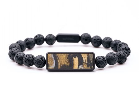 Lava Bead Wood+Resin Bracelet - Leonel (Black & White, 687408) Online Hot Sale