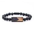 Lava Bead Wood+Resin Bracelet - Marjorie (Pure Black, 687460) on Sale