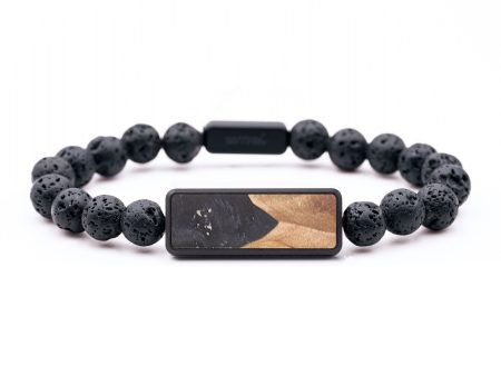 Lava Bead Wood+Resin Bracelet - Marjorie (Pure Black, 687460) on Sale