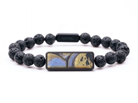 Lava Bead Wood+Resin Bracelet - Emely (Teal & Gold, 684741) on Sale