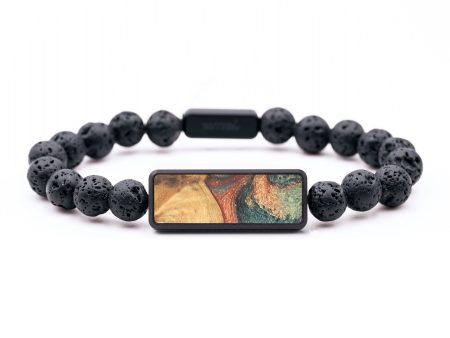 Lava Bead Wood+Resin Bracelet - Adele (Green, 683731) Discount